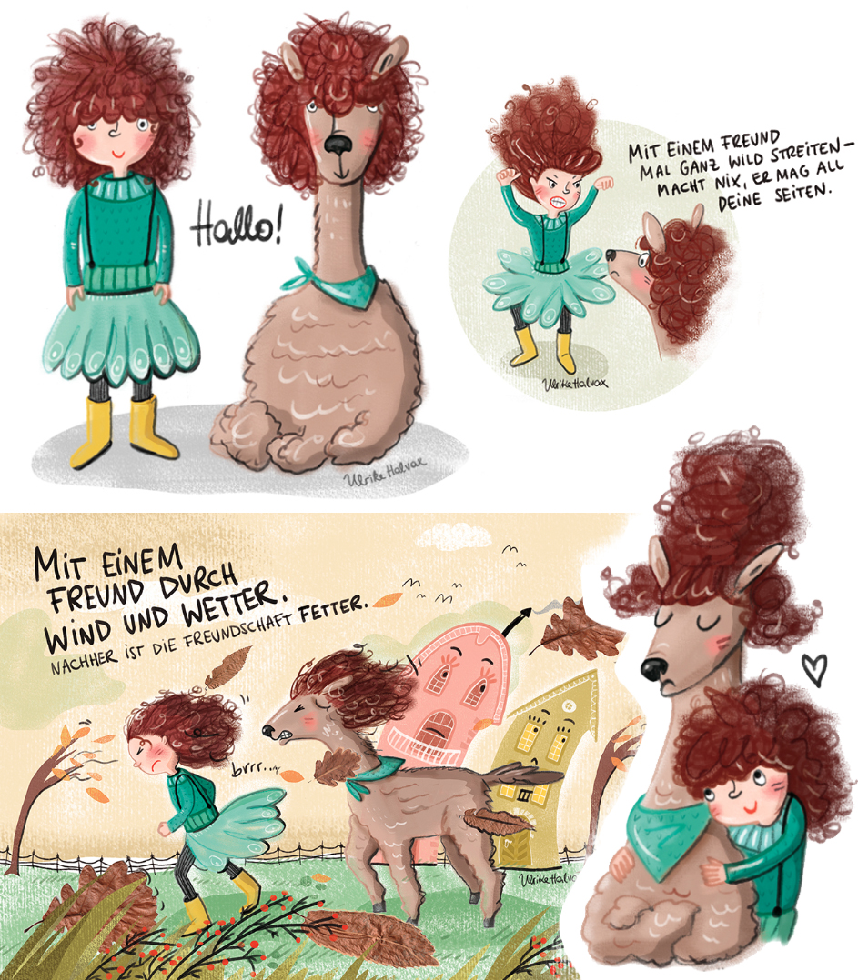 kinderillustration2_ulrikehalvax_Maedchen_Lama
